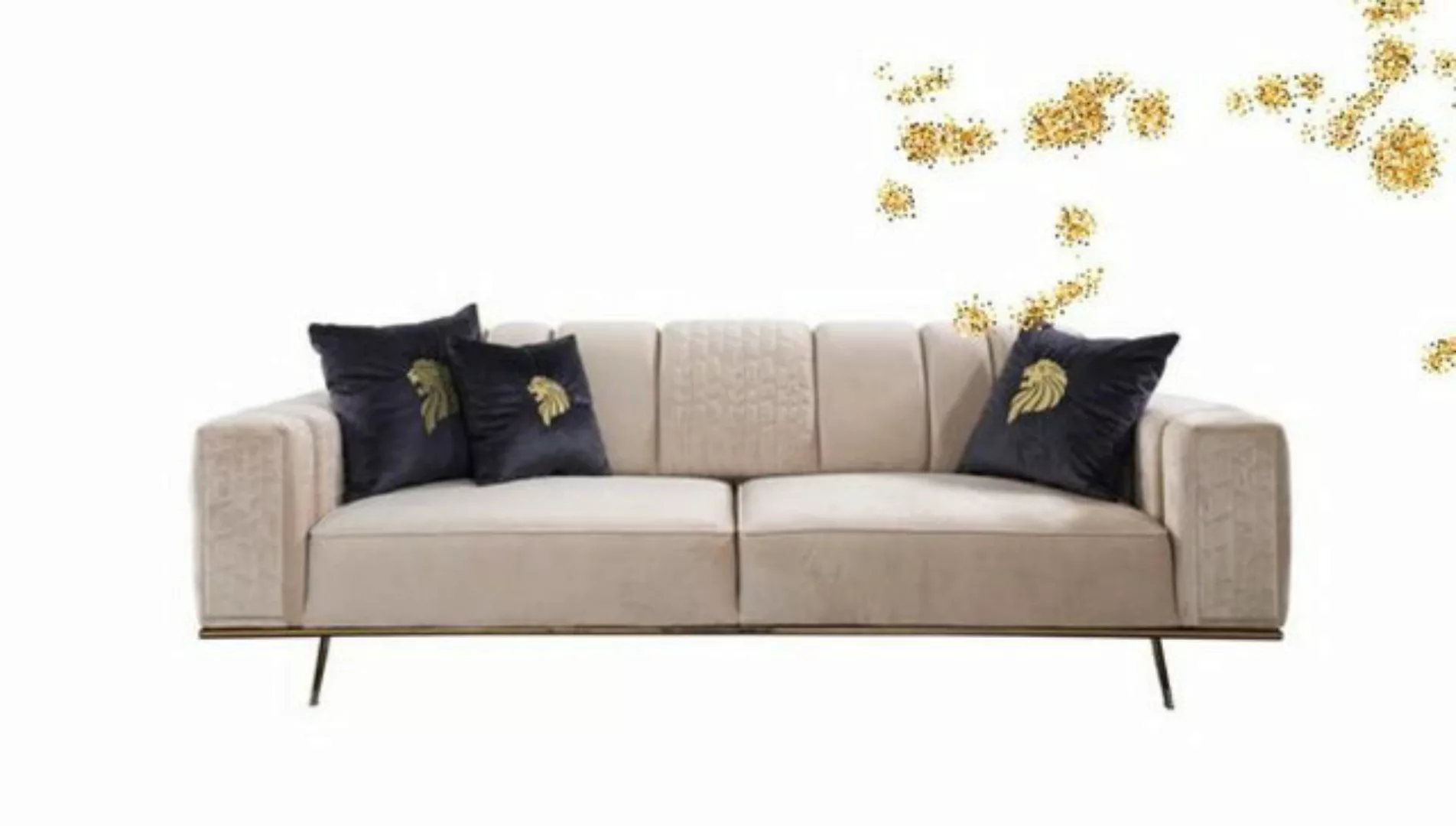 Xlmoebel Sofa Exklusives Dreisitzer-Sofa in modernem Beige-Stoff mit luxuri günstig online kaufen