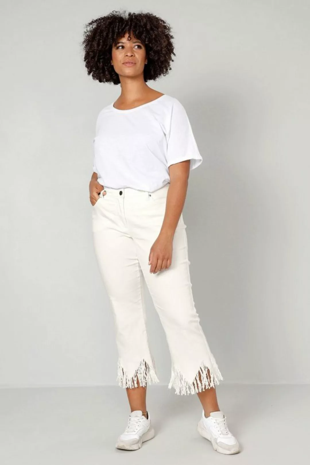 Angel of Style Regular-fit-Jeans 3/4-Jeans Komfort Fit Fransensaum 5-Pocket günstig online kaufen