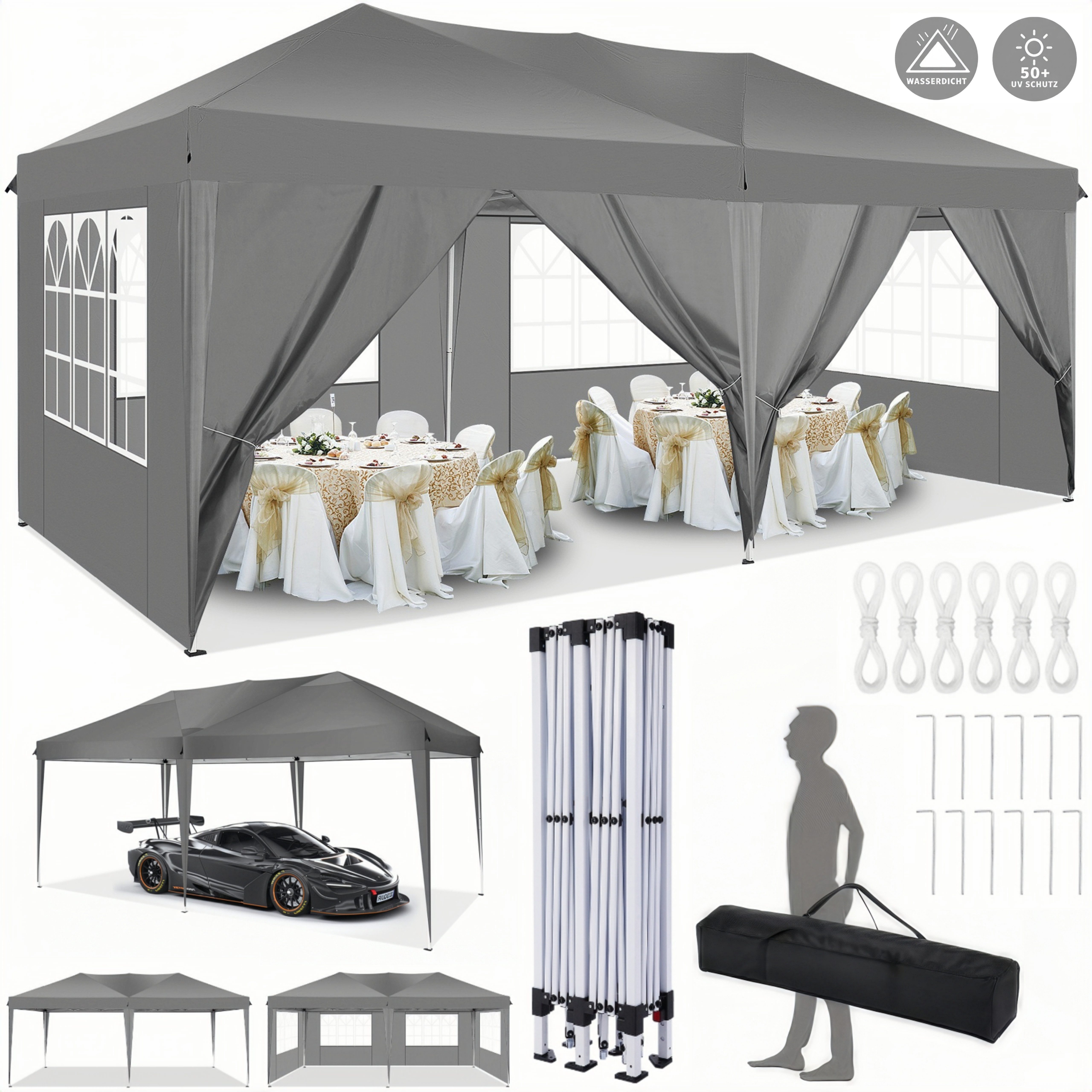 LUCKZON Pavillon 3x6m, Faltbar Pavillon Wasserdicht, günstig online kaufen