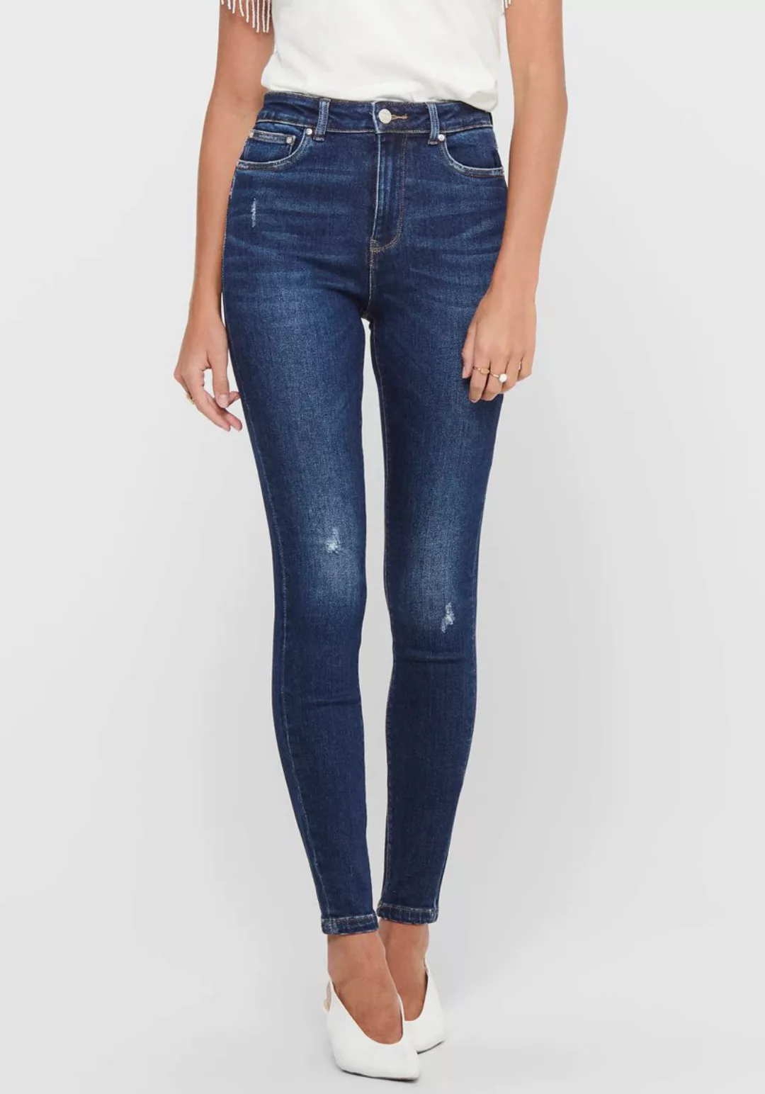 Only Damen Jeans ONLMILA HW SK ANK BJ374 - Skinny Fit - Blau - Dark Blue De günstig online kaufen