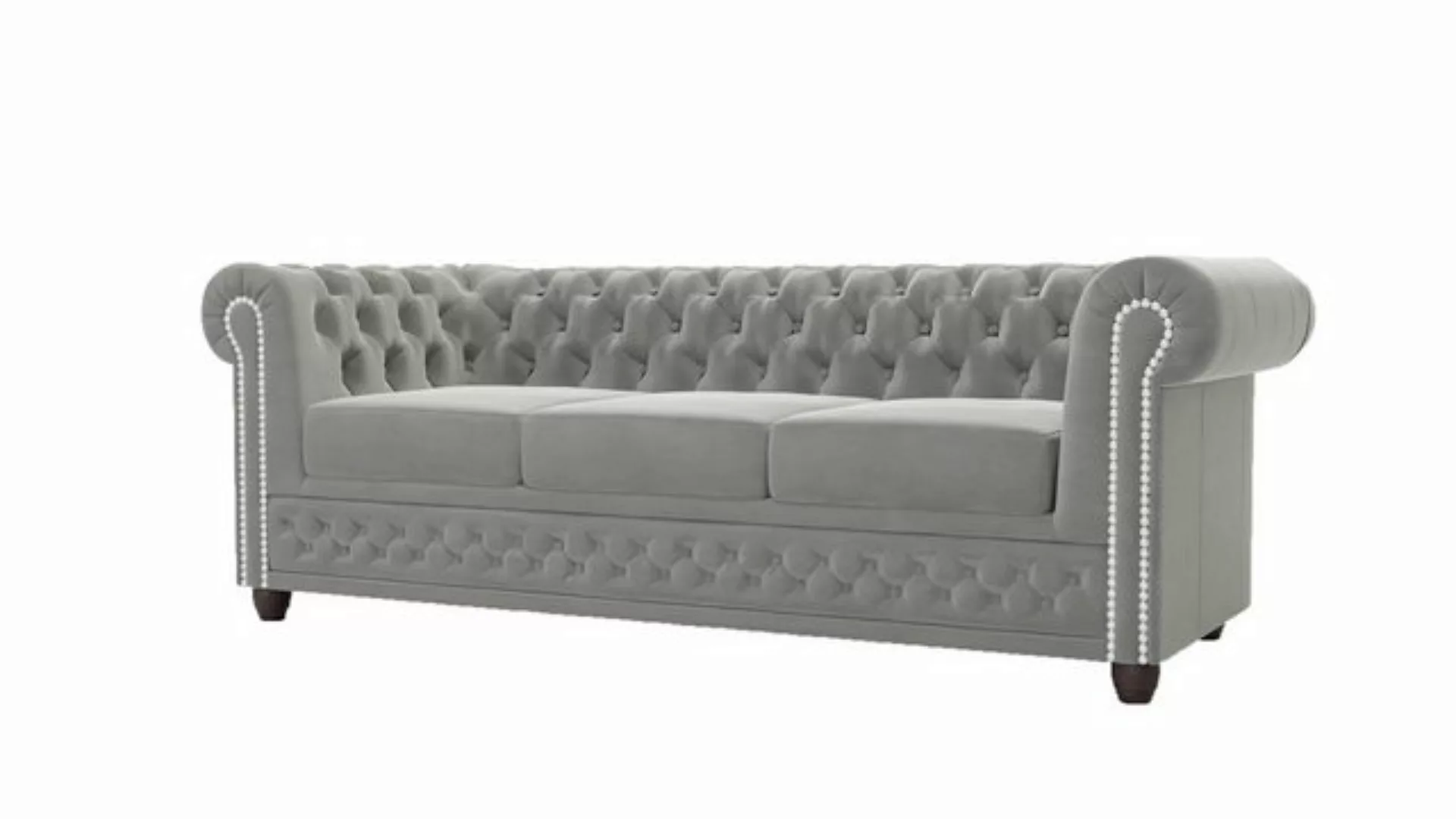 S-Style Möbel Chesterfield-Sofa Lena 3-Sitzer mit Schlaffunktion Samt Bezug günstig online kaufen