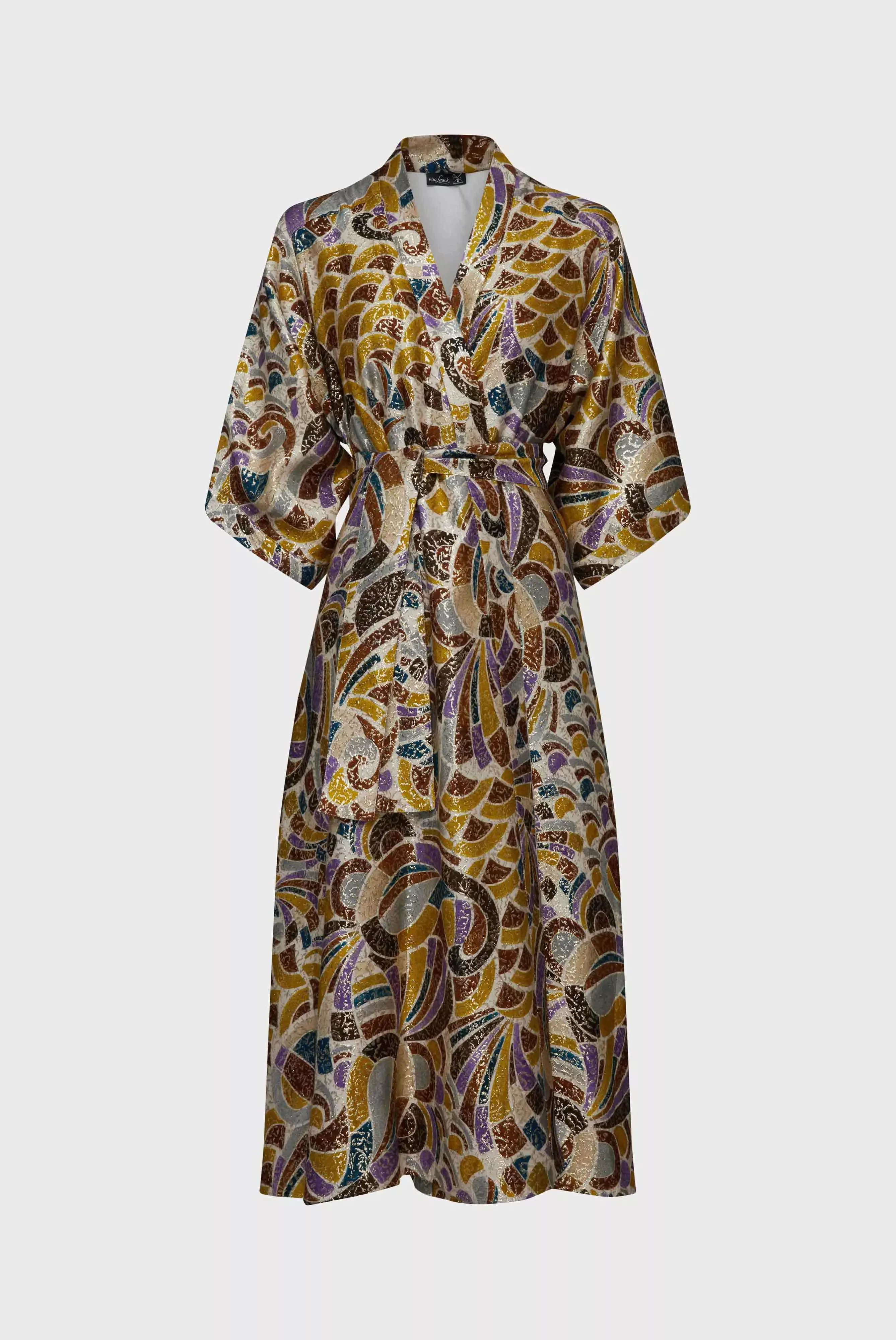 Kimono-Kleid mit glänzendem Ornament Druck günstig online kaufen