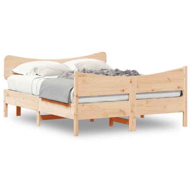 vidaXL Bett Massivholzbett mit Kopfteil 150x200 cm Kiefer günstig online kaufen