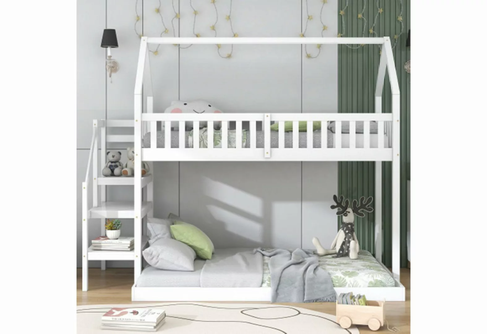 autolock Etagenbett Etagenbett, Hausbett mit Treppe, Kinderbett mit Fallsch günstig online kaufen