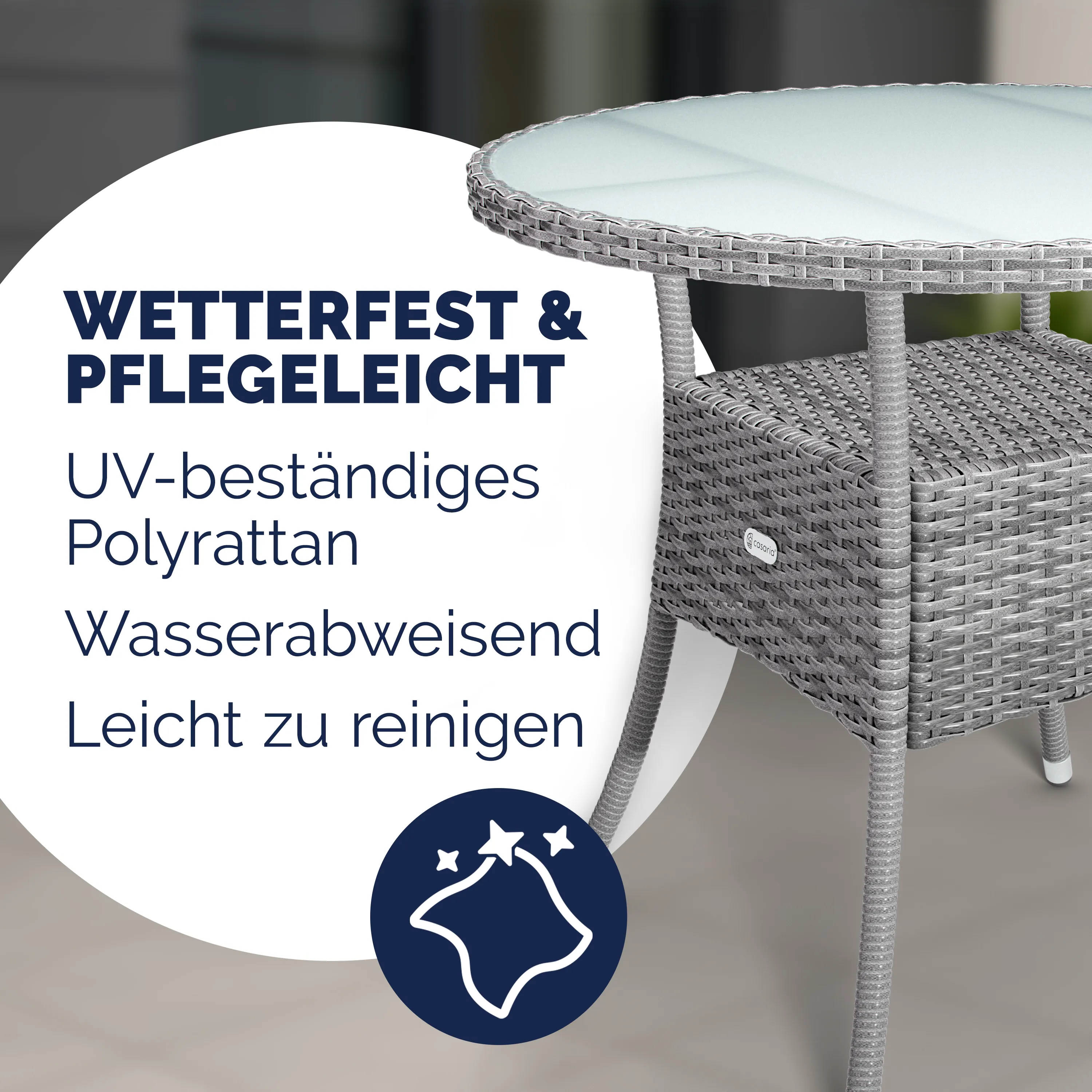 Polyrattan Tisch Grau Ø80cm günstig online kaufen