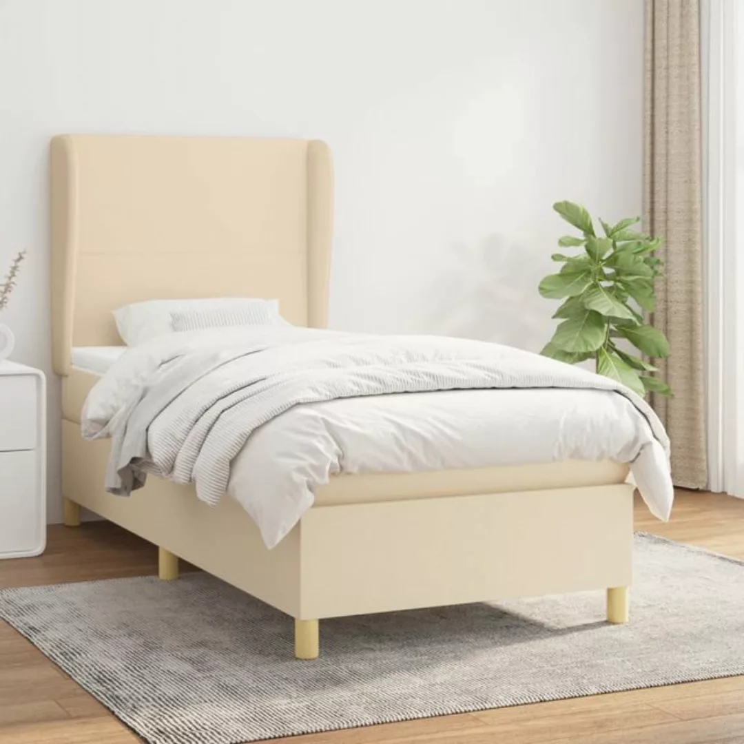 vidaXL Bettgestell Boxspringbett mit Matratze Creme 90x200 cm Stoff Bett Be günstig online kaufen