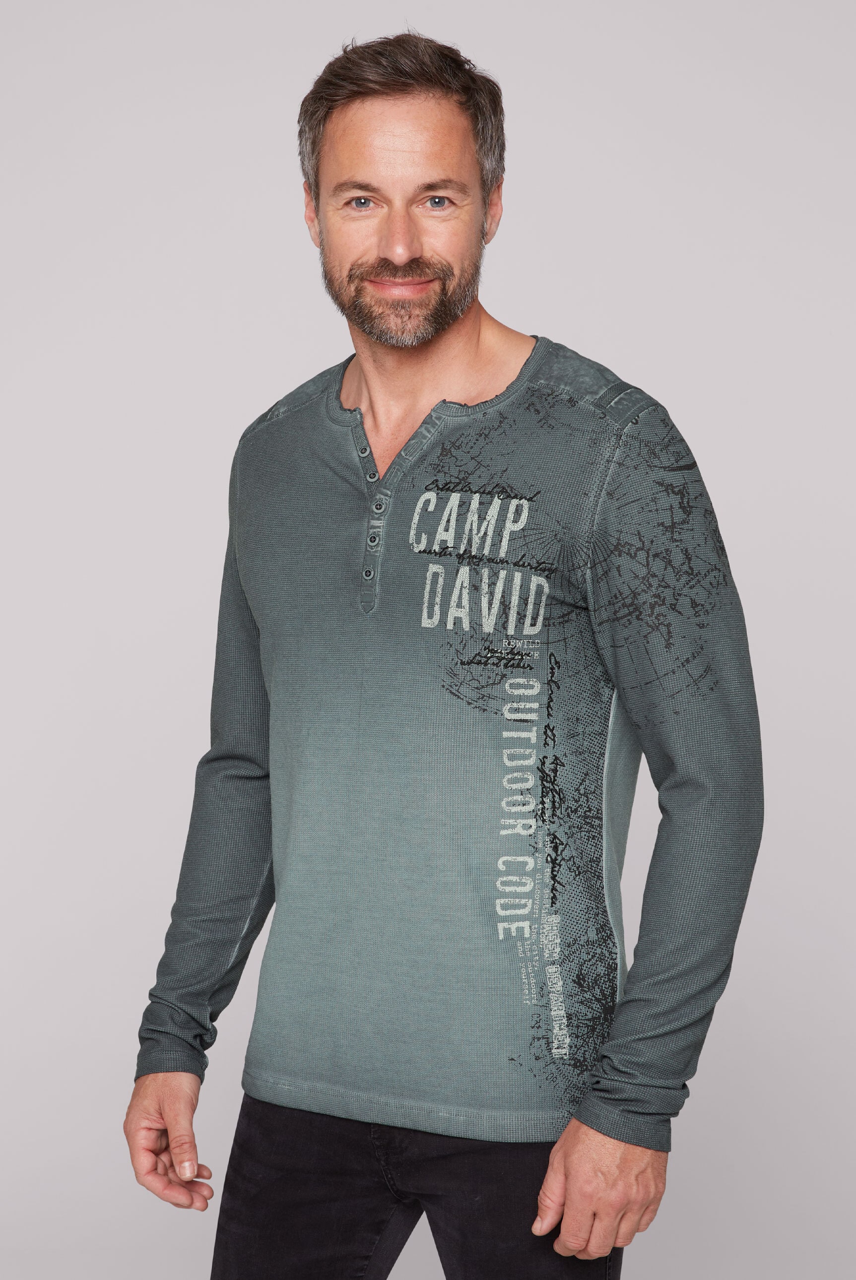 CAMP DAVID Langarmshirt, mit Used-Kanten günstig online kaufen