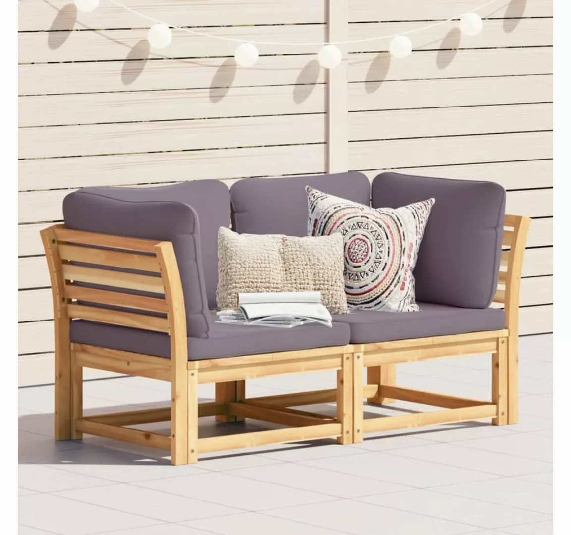 vidaXL Loungesofa Gartensofa mit Kissen 2-Sitzer Massivholz Akazie, 1 Teile günstig online kaufen