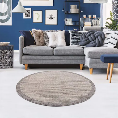 Carpet City Teppich »Art 2231«, rund, 7 mm Höhe, Kurzflor, Streifen-Muster, günstig online kaufen