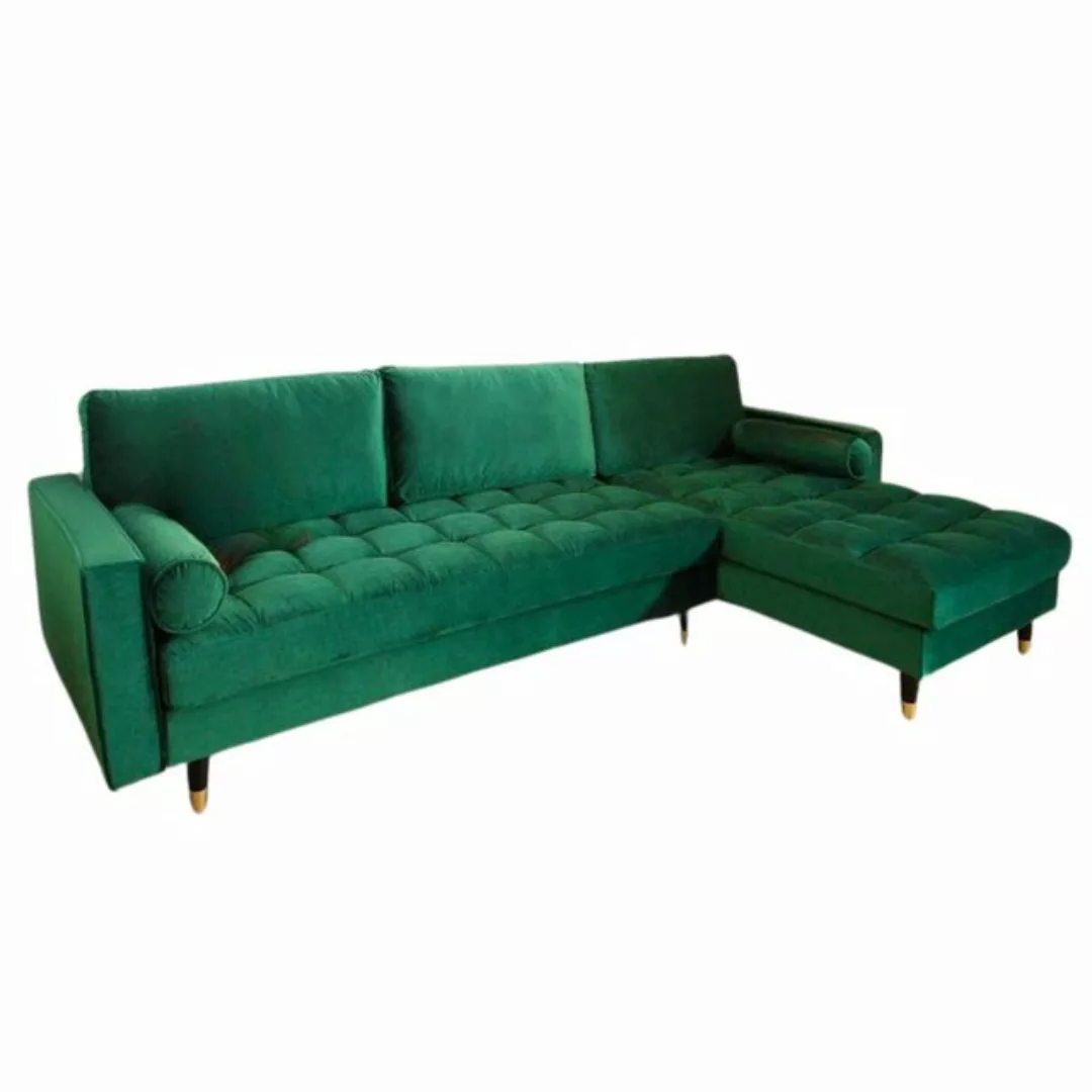 LebensWohnArt Sofa Ecksofa 260cm Ottomane beidseitig COMFORT grün Samt Fede günstig online kaufen