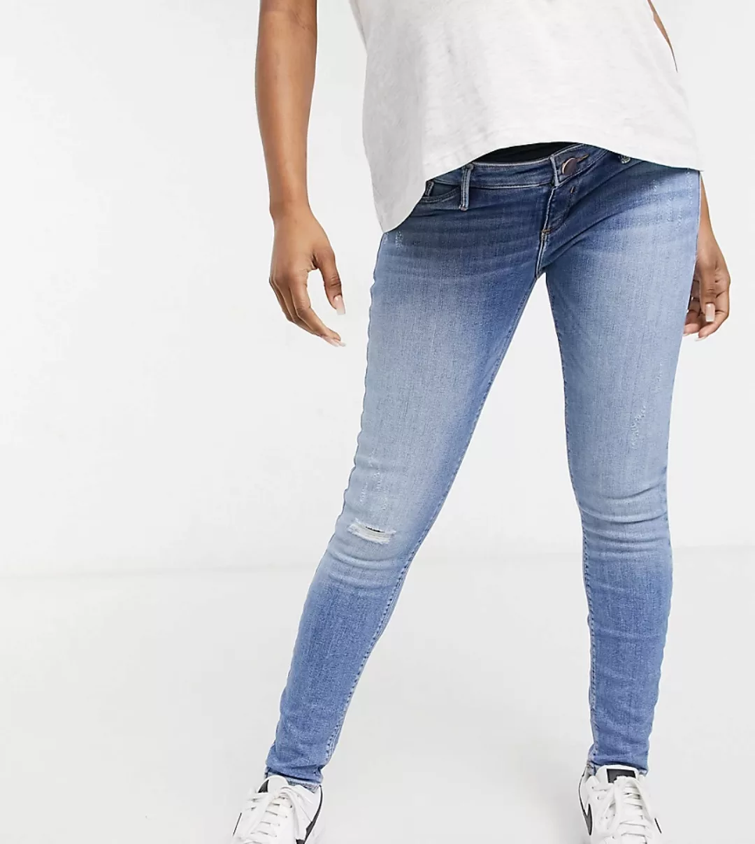 River Island Maternity – Molly – Eng geschnittene Jeans mit Überbauchbund i günstig online kaufen