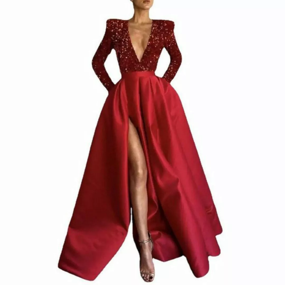 ZWY Abendkleid Damen Maxikleid Bankettkleid V-Ausschnitt Sexy Kleid (1-tlg) günstig online kaufen