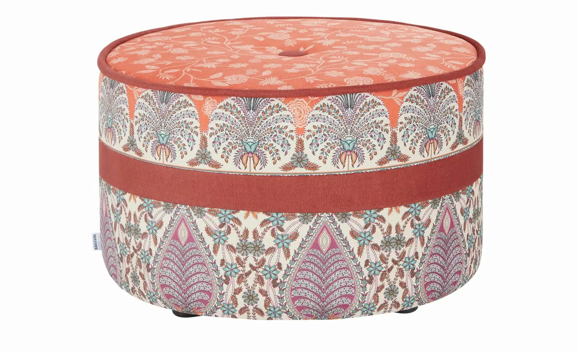 bassetti by SCHRÖNO Pouf aus Velours Tino ¦ rot ¦ Maße (cm): H: 39  Ø: 63 P günstig online kaufen