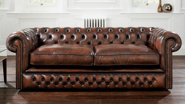 Xlmoebel Sofa Klassische Ledersofas Chesterfield Couch Polster Textil Sofa günstig online kaufen