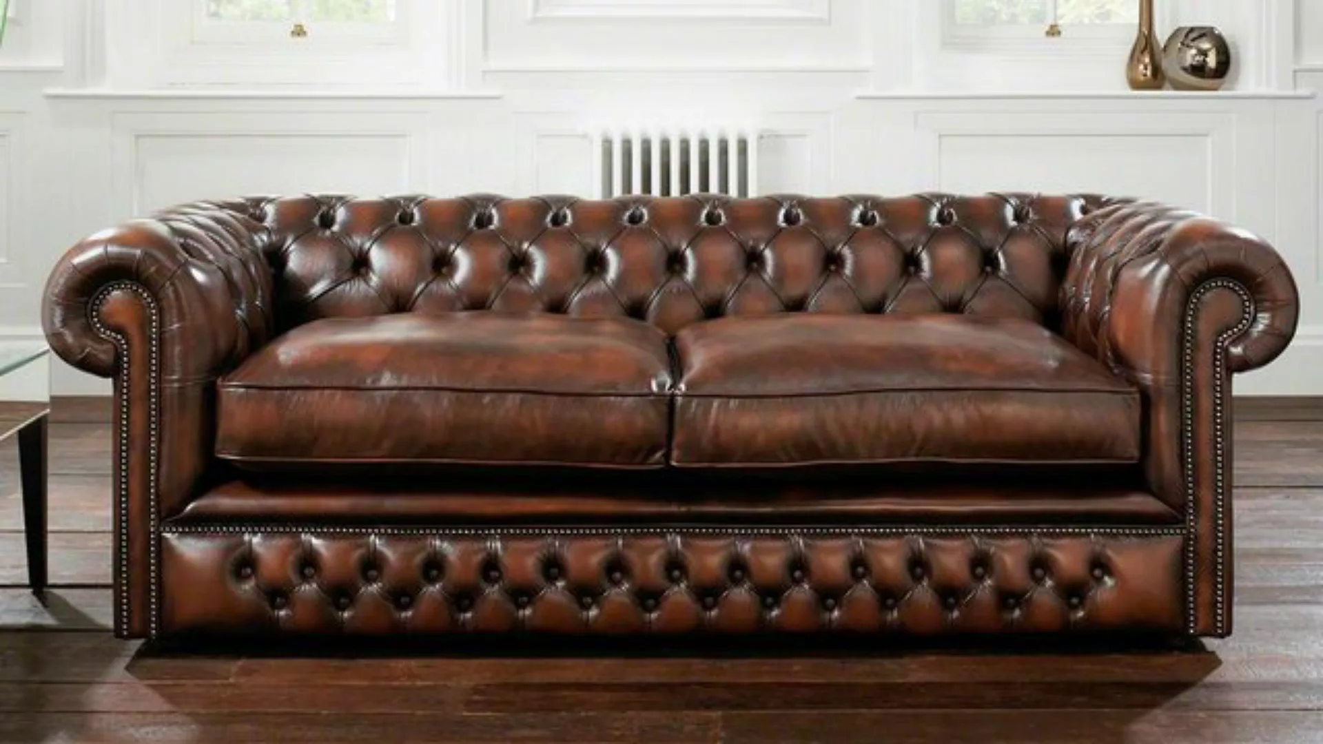 Xlmoebel Sofa Klassische Ledersofas Chesterfield Couch Polster Textil Sofa günstig online kaufen