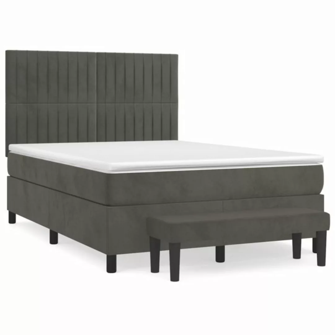 Vidaxl Boxspringbett Mit Matratze Dunkelgrau 140x200 Cm Samt günstig online kaufen