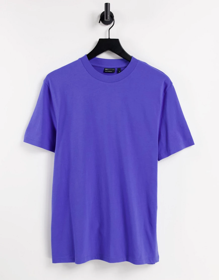ASOS DESIGN – Blaues Bio-T-Shirt mit Rundhalsausschnitt günstig online kaufen