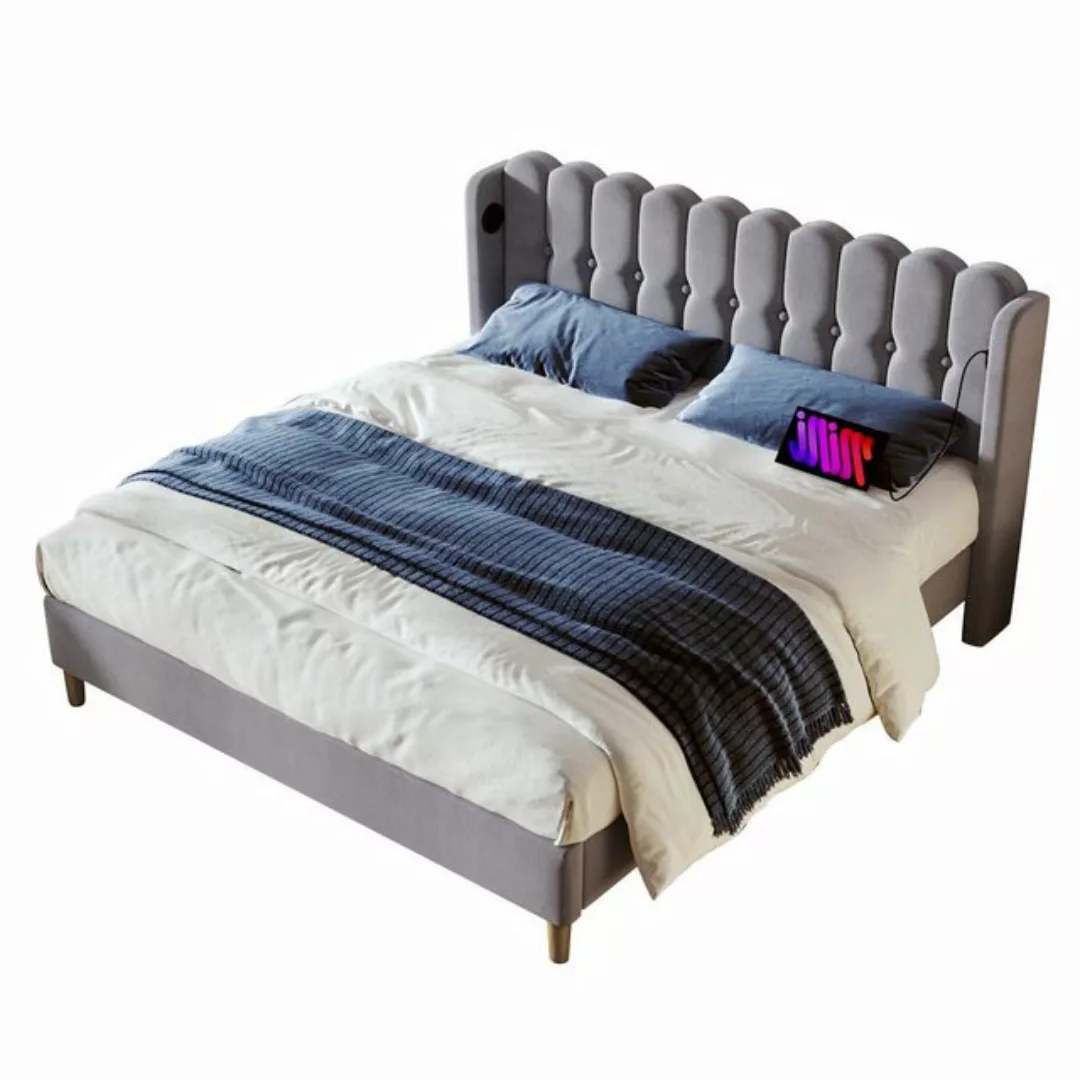 OKWISH Polsterbett Einzelbett Doppelbett mit USB Typ C Ladefunktion (160 x günstig online kaufen