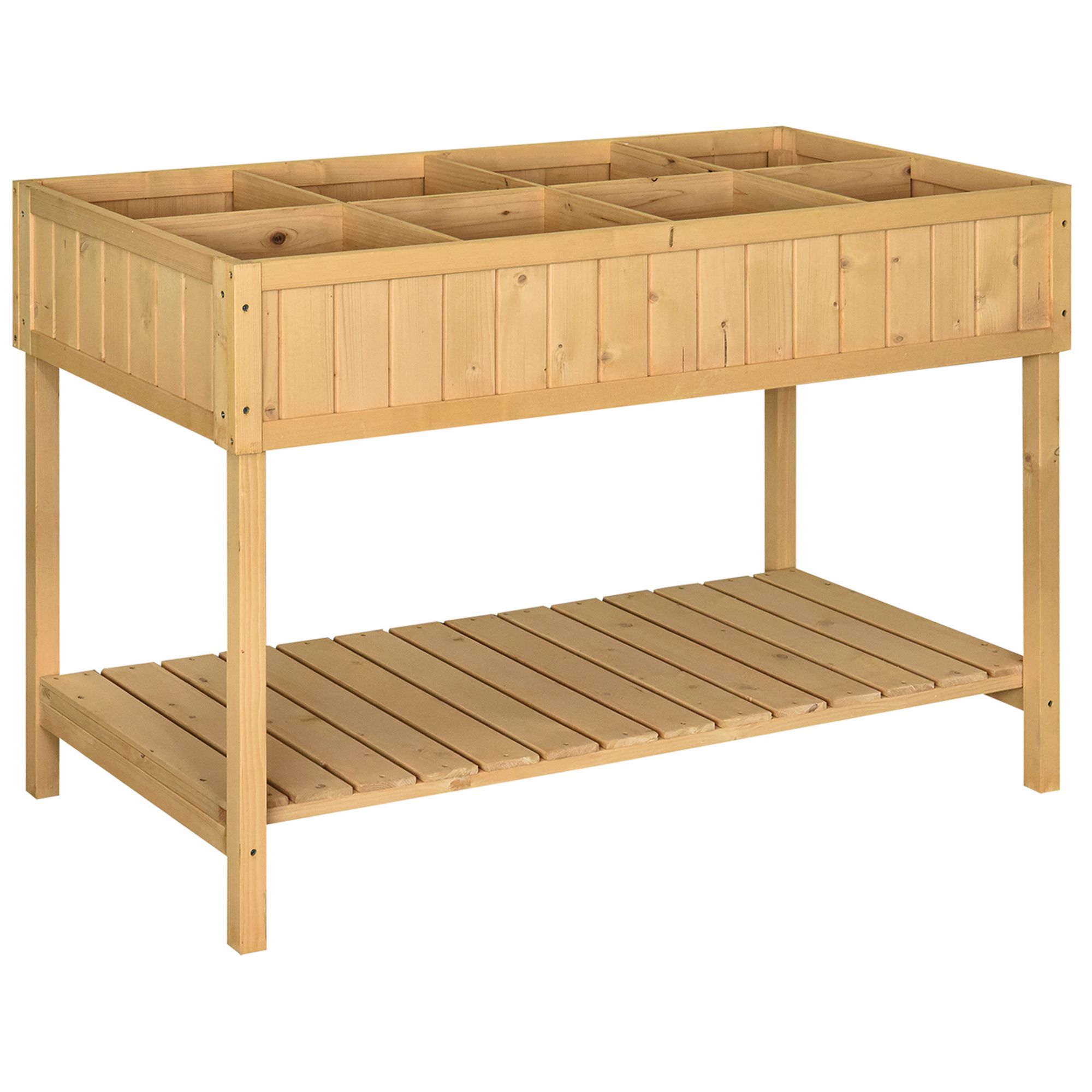 Outsunny Hochbeet-Pflanzbox mit Regal, Maße 110L x 46B x 76H cm, 8 Fächer & günstig online kaufen