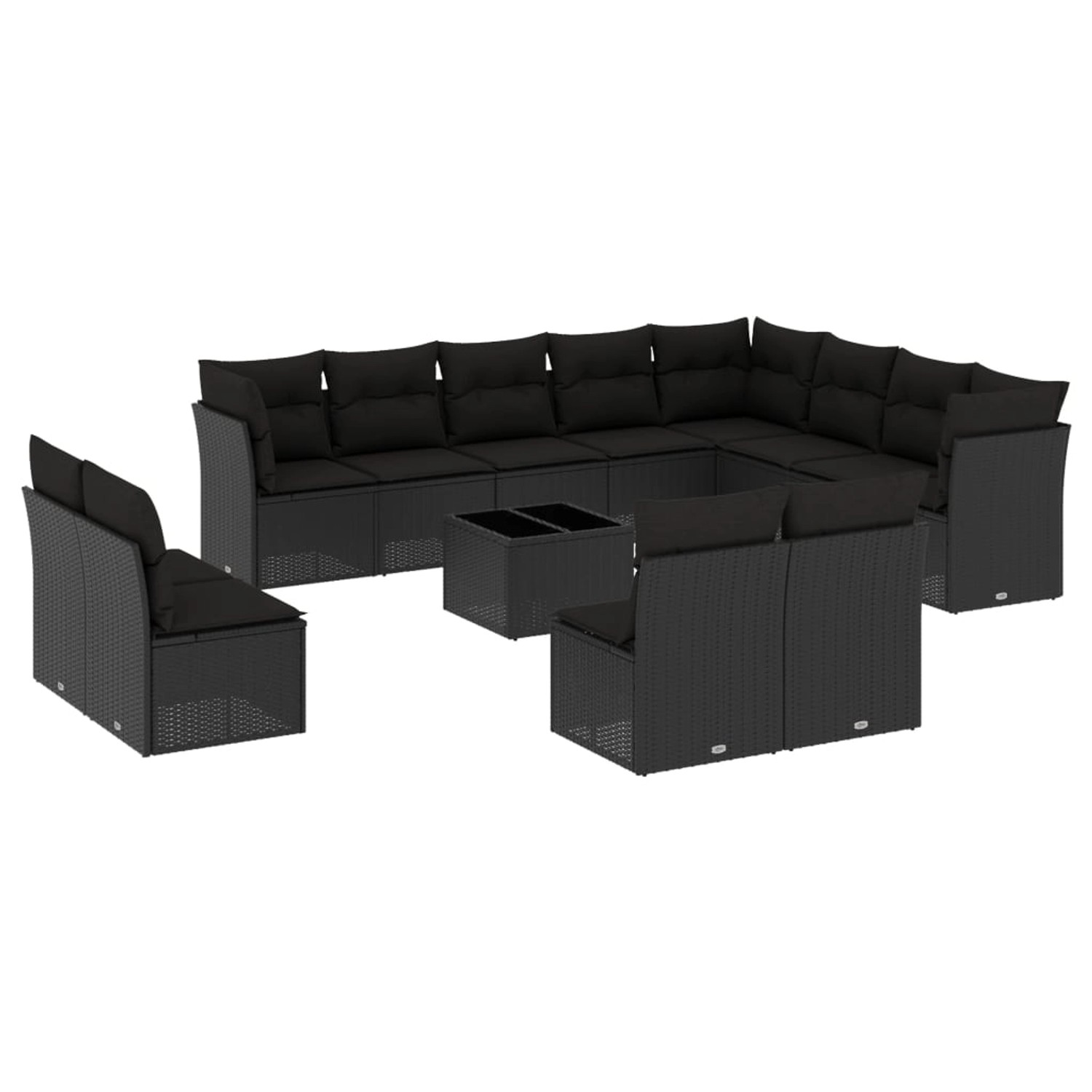 vidaXL 13-tlg Garten-Sofagarnitur mit Kissen Schwarz Poly Rattan Modell 4 günstig online kaufen