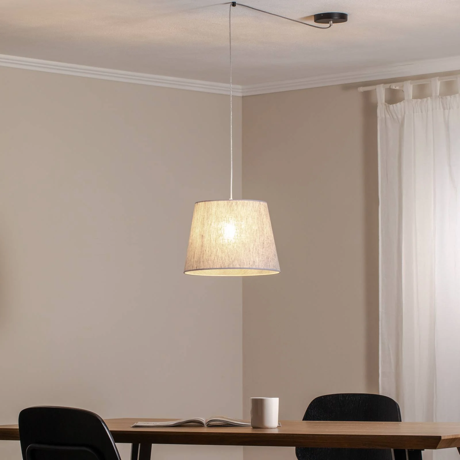 Pendellampe Ascot, Ø 38 cm, grau, Stoff, dezentral günstig online kaufen