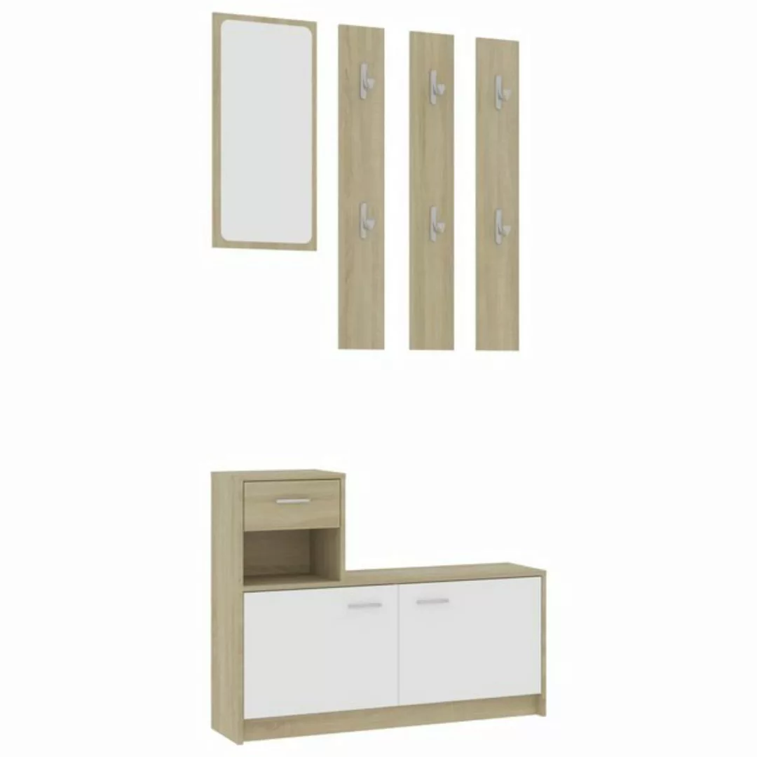 furnicato Kleiderschrank Garderobenset Flur Weiß Sonoma-Eiche 100x25x76,5 c günstig online kaufen