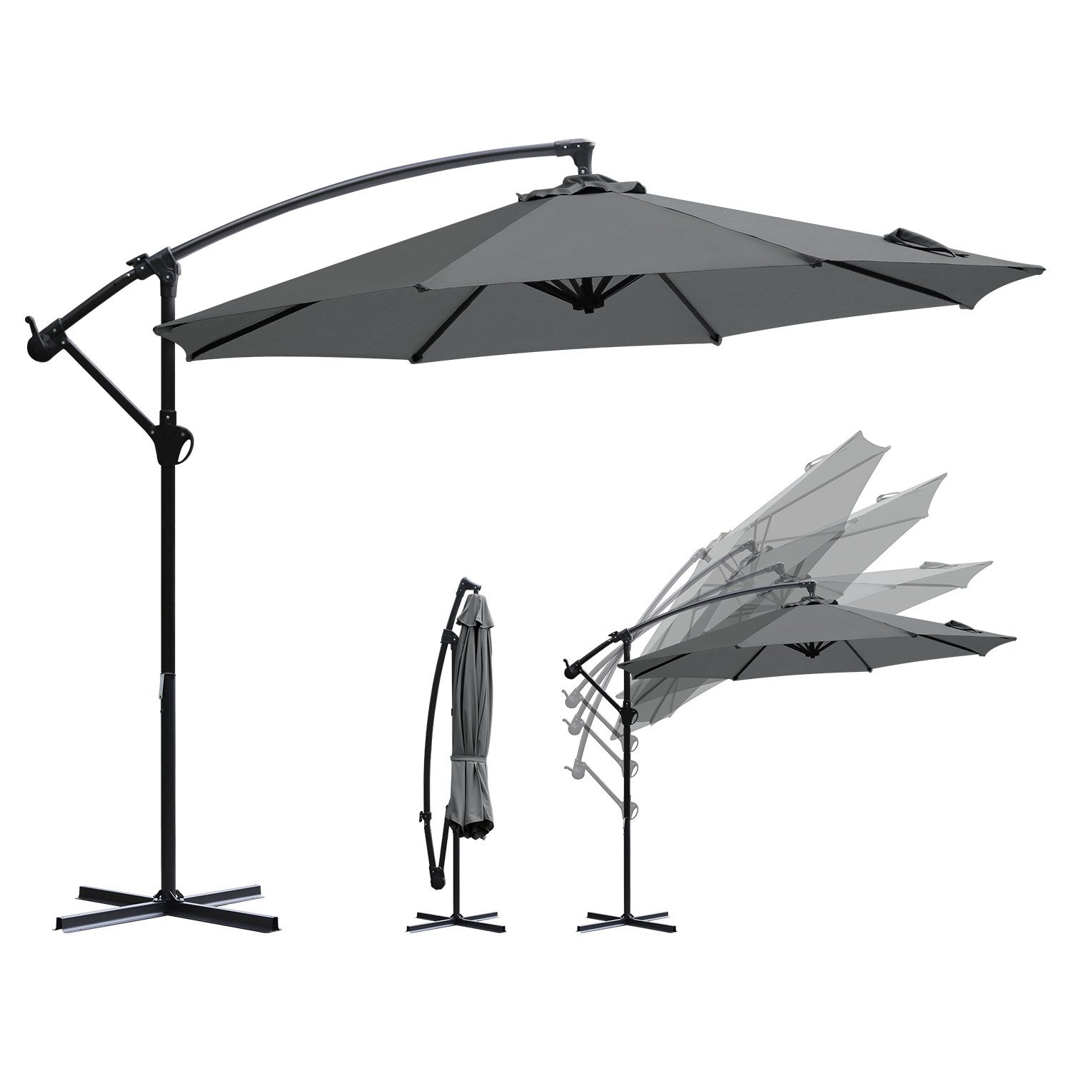 Sekey Sonnenschirm Ø300cm Gartenschirm mit ständer, günstig online kaufen