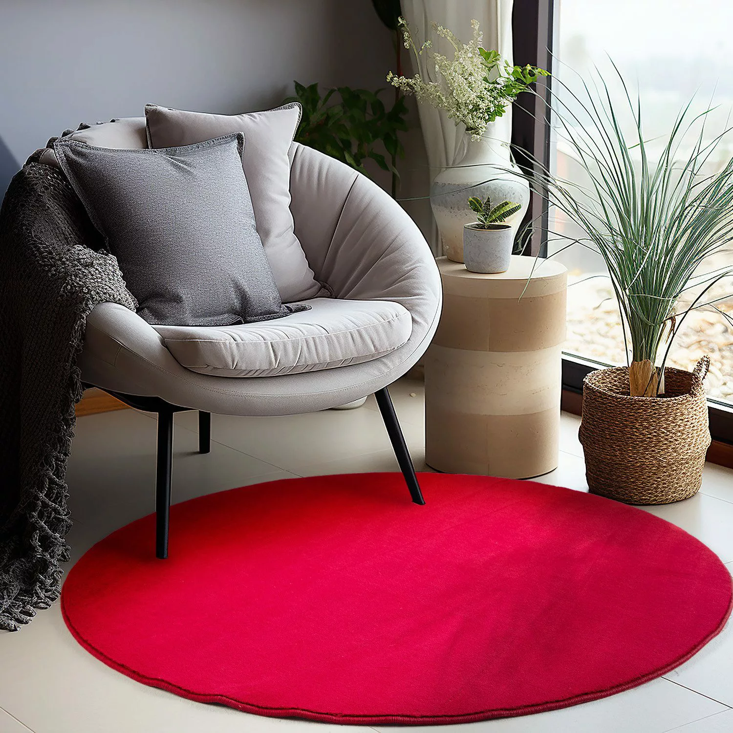 Carpettex Veloursteppich Unicolor - Einfarbig, Rund, günstig online kaufen