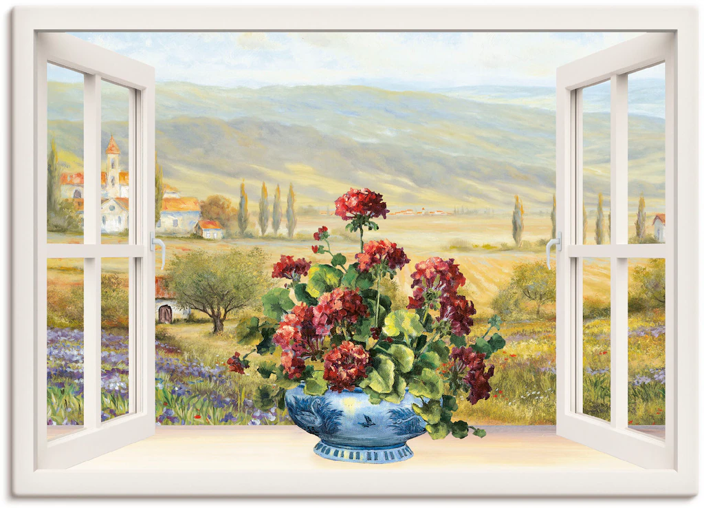 Artland Leinwandbild »Blumenbouquet am weißen Fenster«, Fensterblick, (1 St günstig online kaufen
