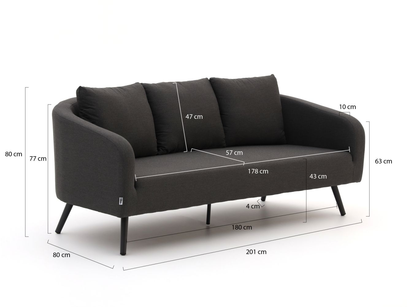 Il Tempo Giulia Gartensofa 3-zits 201 cm günstig online kaufen