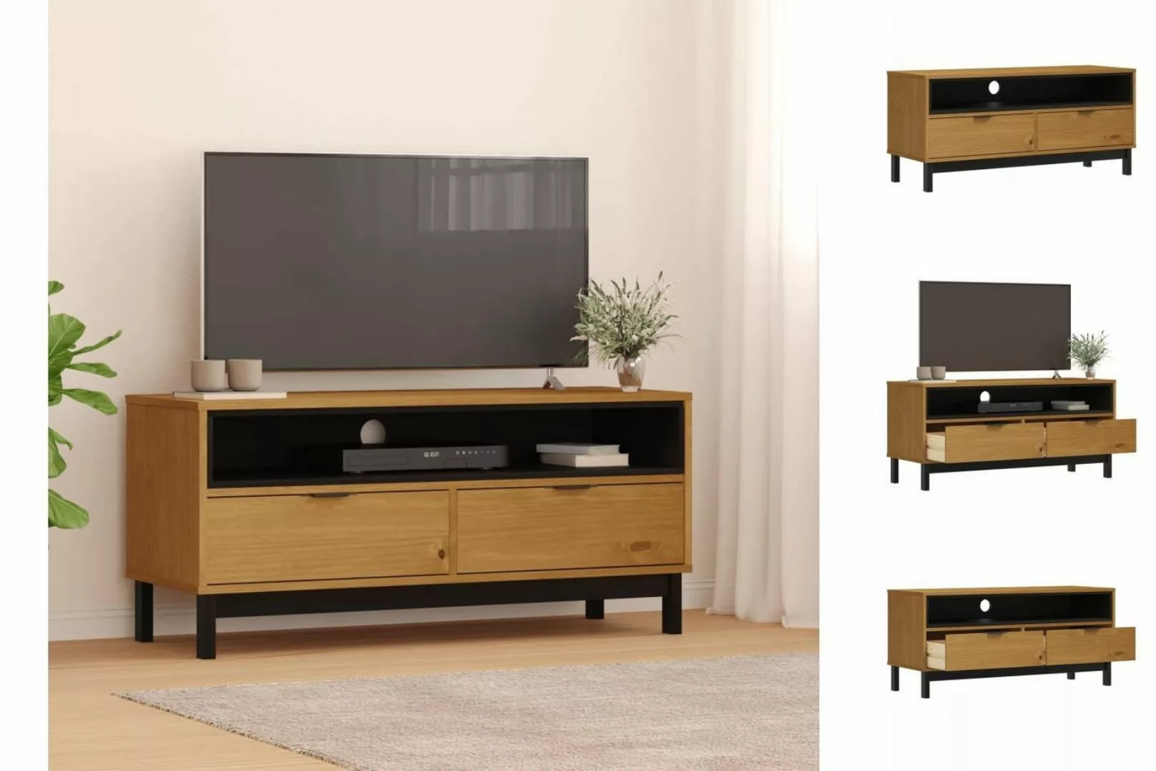 vidaXL TV-Schrank TV-Schrank FLAM 110x40x50 cm Massivholz Kiefer TV-Lowboar günstig online kaufen