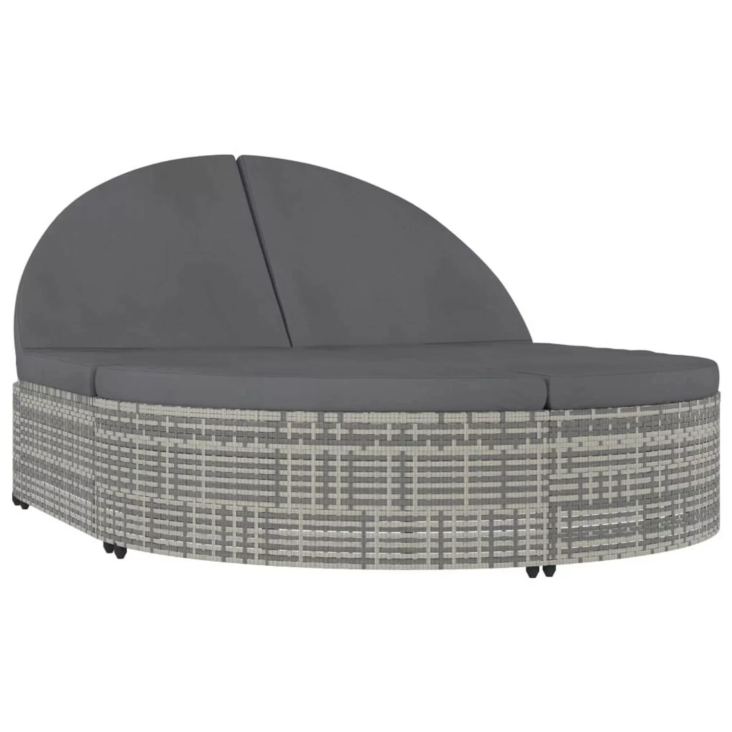 VidaXL Doppel-Sonnenliege mit Kissen Poly Rattan Grau 1 günstig online kaufen