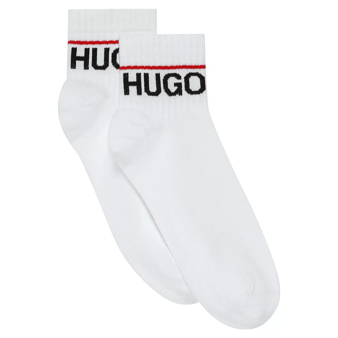 Hugo Rib Logo Kurz Socken 2 Paare EU 43-46 White günstig online kaufen