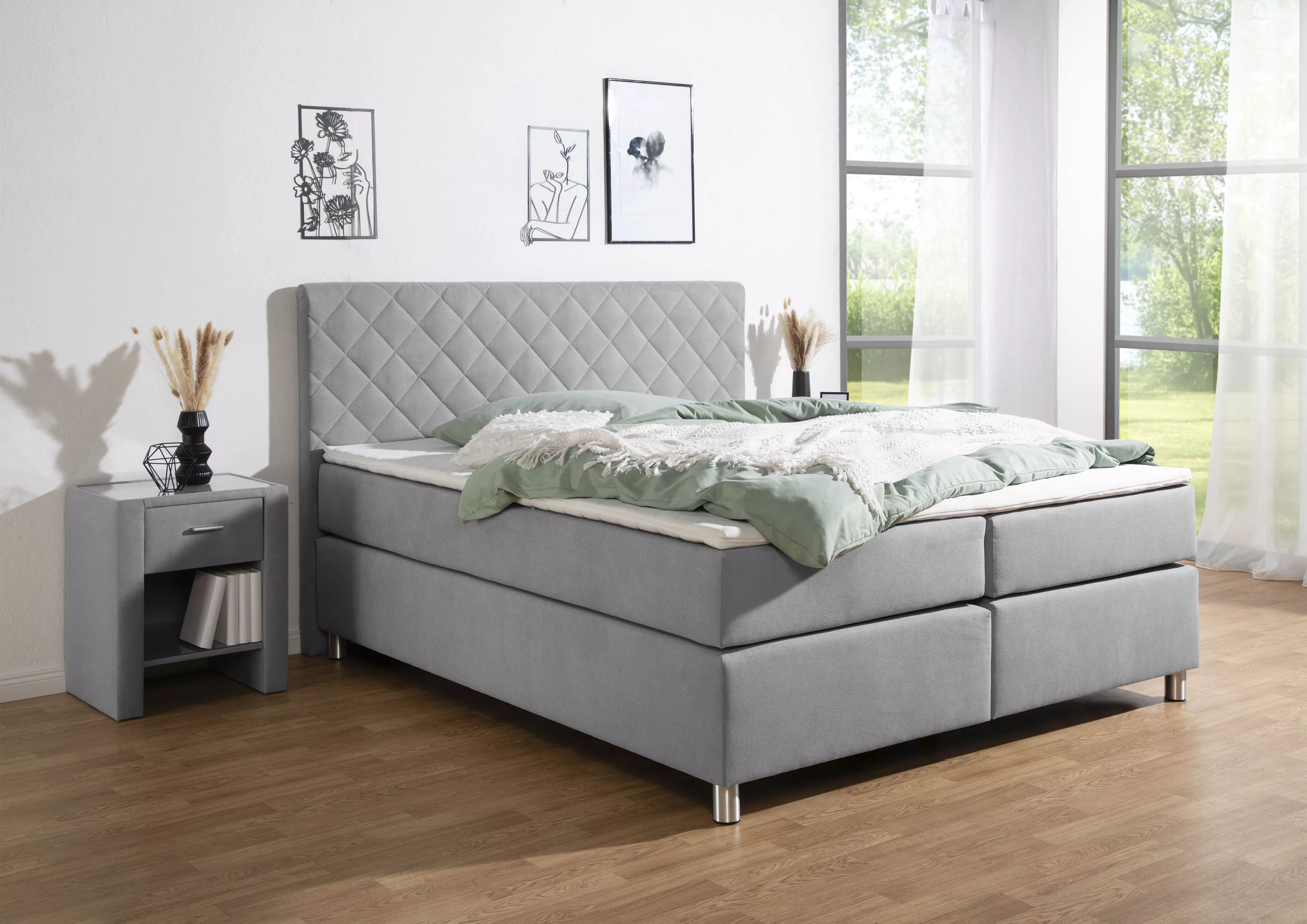 Leonique Boxspringbett »Bernard, in verschiedenen Breiten«, inkl. Topper, M günstig online kaufen