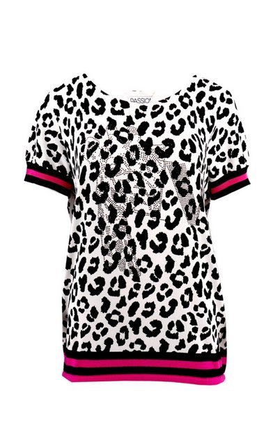 Passioni Print-Shirt Leoparden T-Shirt in Schwarz-Weiß mit Streifen und Gli günstig online kaufen