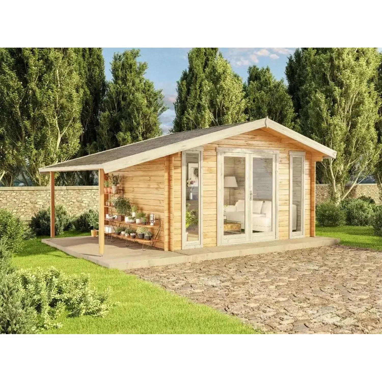 Alpholz Holz-Gartenhaus Mirko Modern Satteldach Tauchimprägniert günstig online kaufen