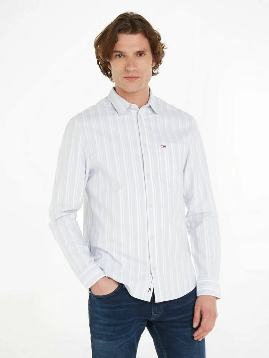 Tommy Jeans Langarmhemd TJM REG OXFORD STRIPE SHIRT mit Brusttasche günstig online kaufen