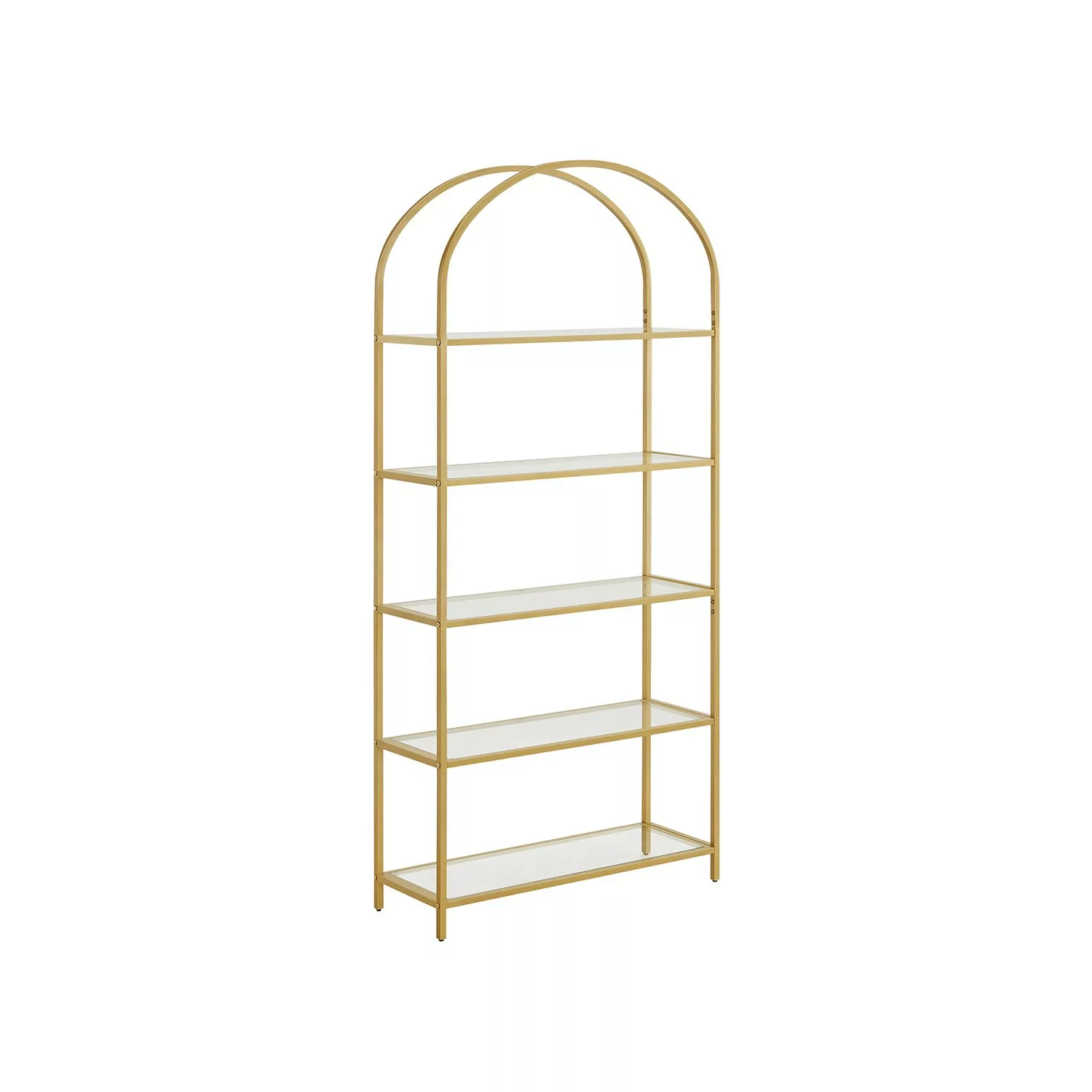 Vasagle Bücherregal 5 Ablagen Hartglas 30,2 cm x 83 cm x 183,5 cm Gold günstig online kaufen