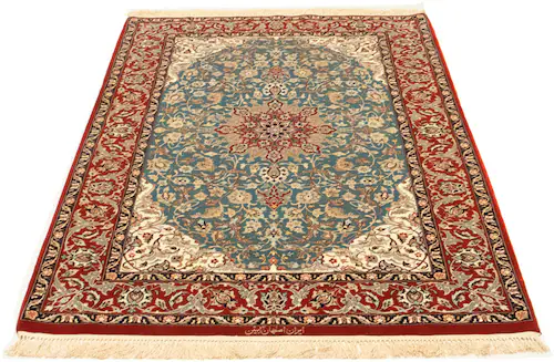 morgenland Teppich »Isfahan Teppich handgeknüpft blau«, rechteckig, 7 mm Hö günstig online kaufen