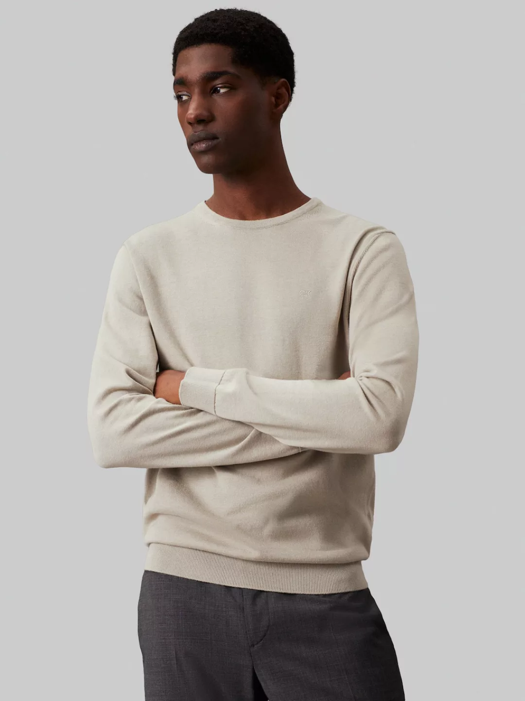 Calvin Klein Rundhalspullover COTTON SILK BLEND CN SWEATER mit Logoprägung günstig online kaufen