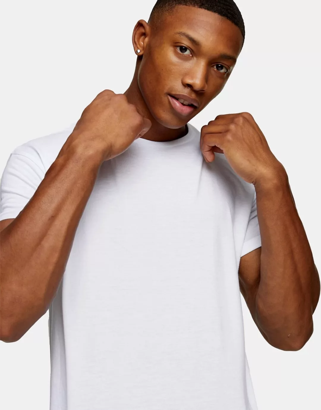 Topman – Lang geschnittenes T-Shirt in Weiß günstig online kaufen