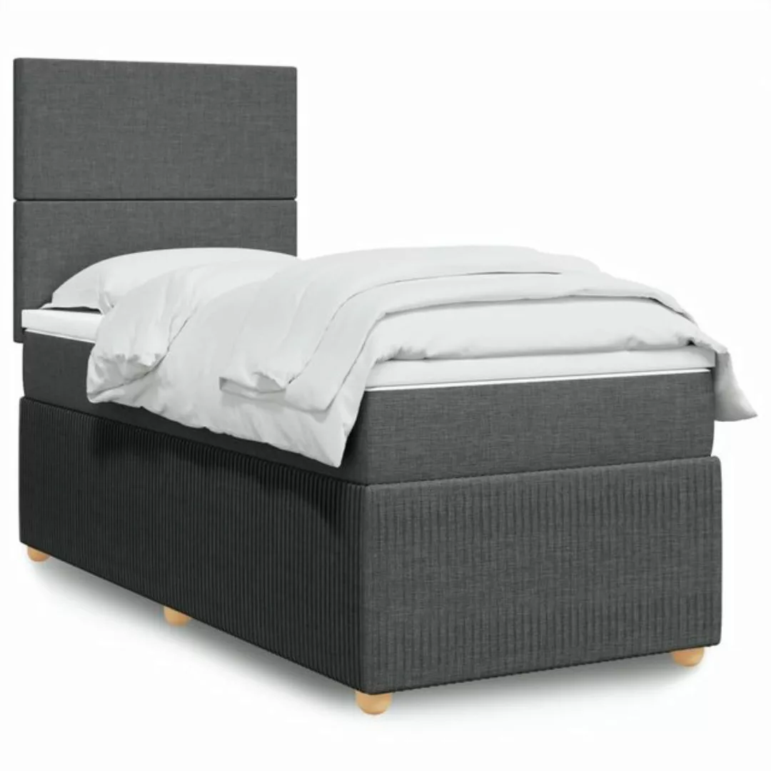 vidaXL Boxspringbett, Boxspringbett mit Matratze Dunkelgrau 90x190 cm Stoff günstig online kaufen