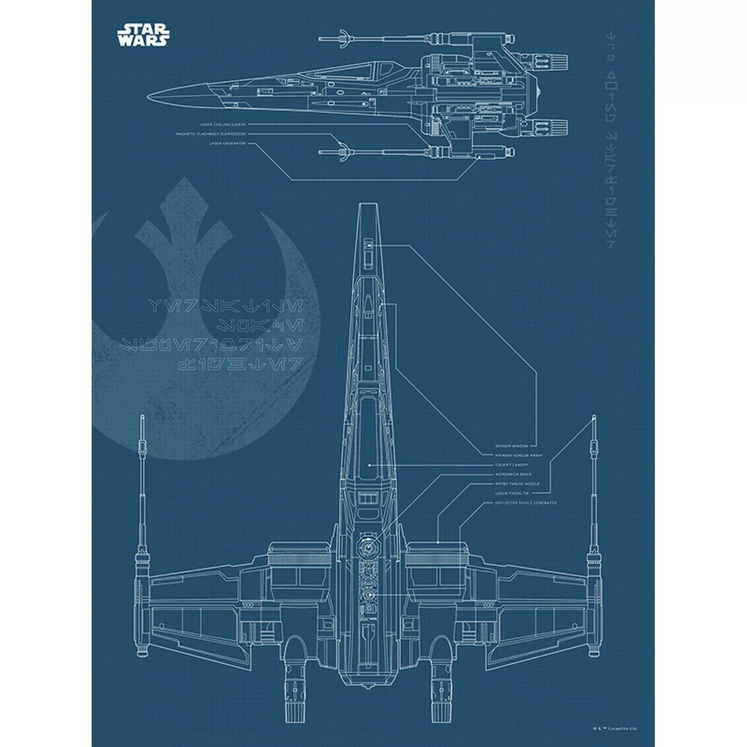 Disney Poster Star Wars X-Wing Dunkelblau 30 x 40 cm 611685 günstig online kaufen