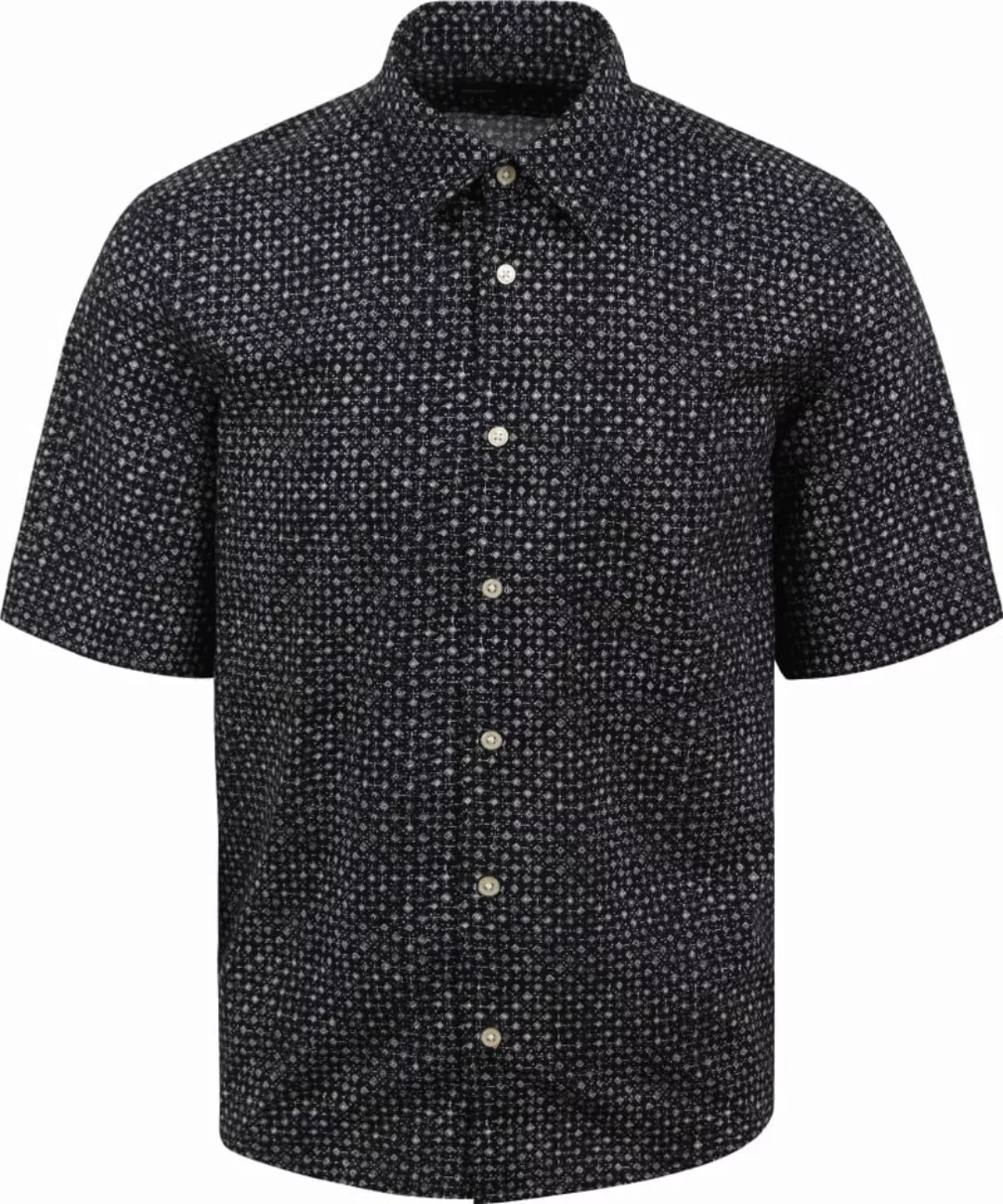 Marc O'Polo Hemd Short Sleeves Druck Navy - Größe XL günstig online kaufen