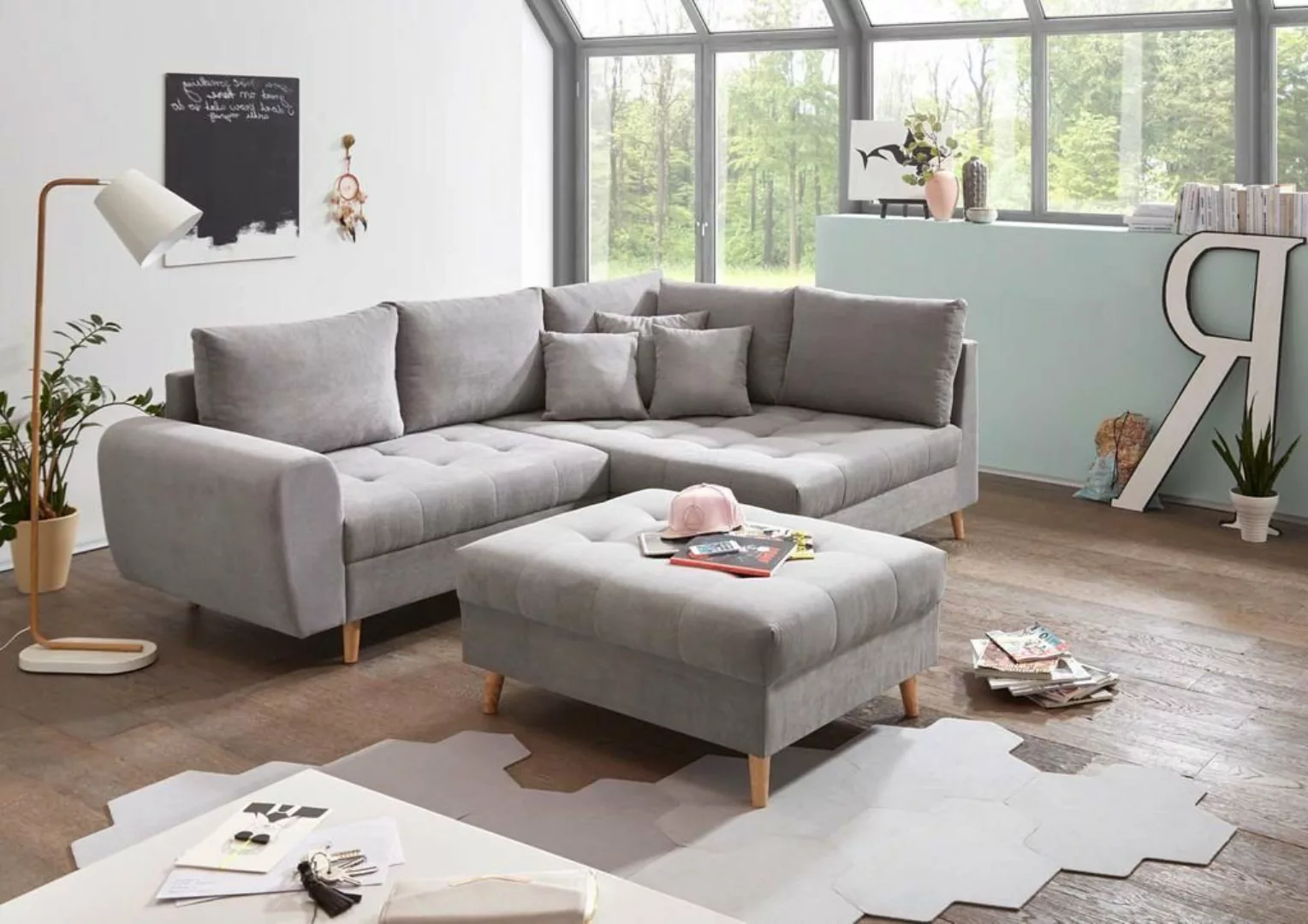 ED EXCITING DESIGN Ecksofa, Alice Ecksofa inkl. Hocker 249x175 cm Couch Eck günstig online kaufen