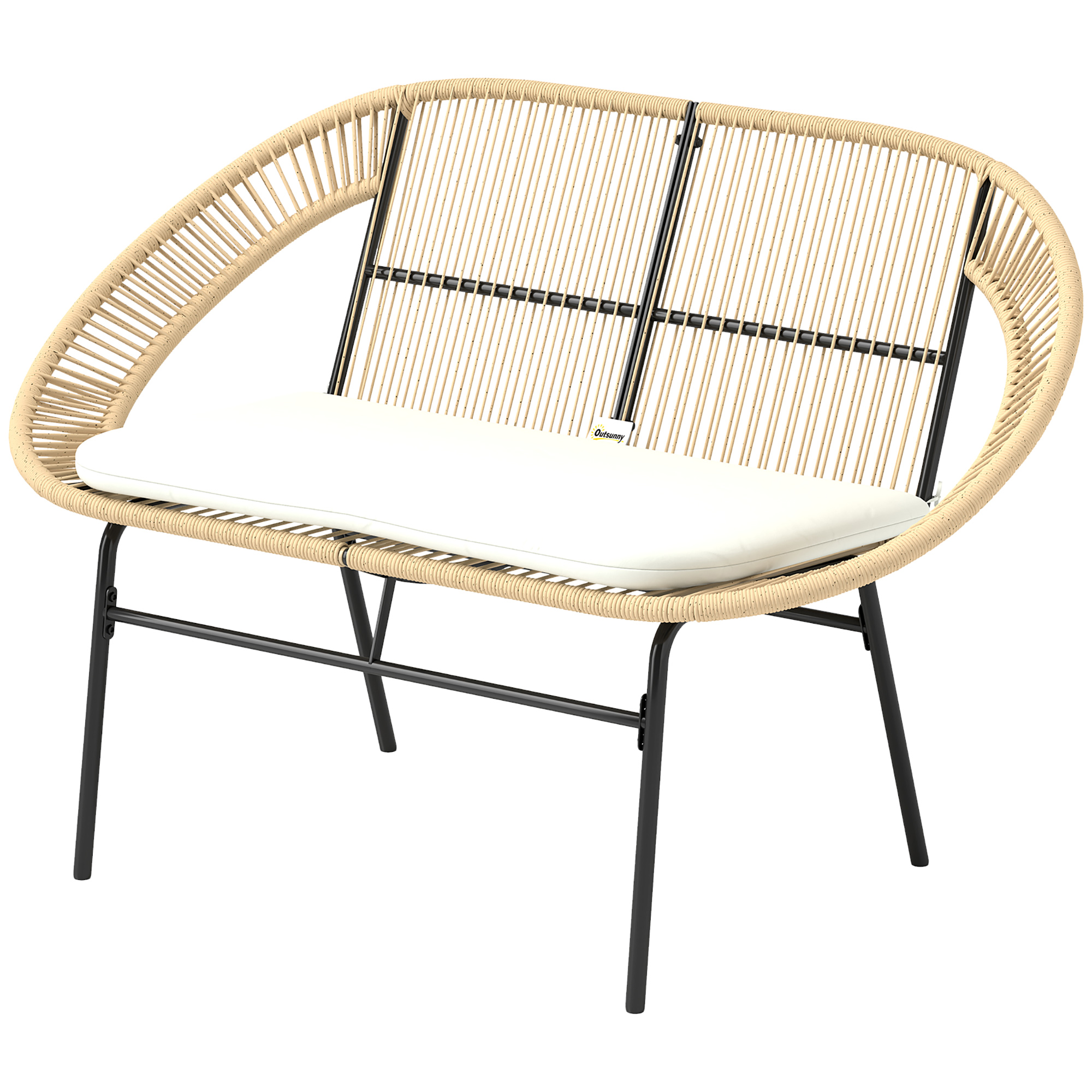 Outsunny Gartenbank 2-Sitzer im Acapulco-Stil, Gartenbank im Freien aus Sta günstig online kaufen