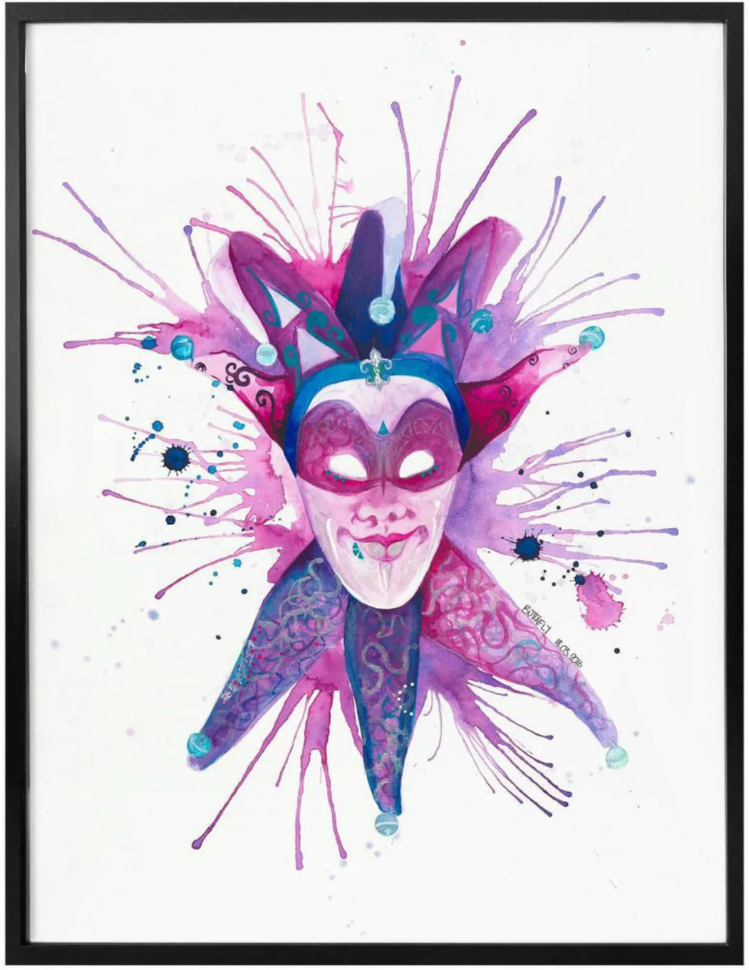 Wall-Art Poster »Mardi Gras Mask«, Schriftzug, (1 St.), Poster ohne Bilderr günstig online kaufen