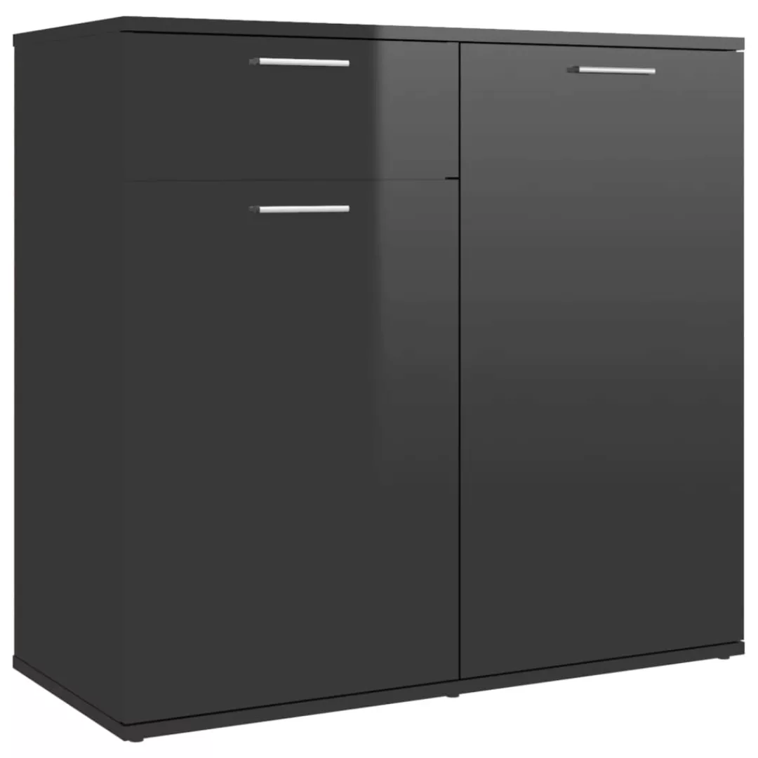 Sideboard Hochglanz-schwarz 80x36x75 Cm Spanplatte günstig online kaufen