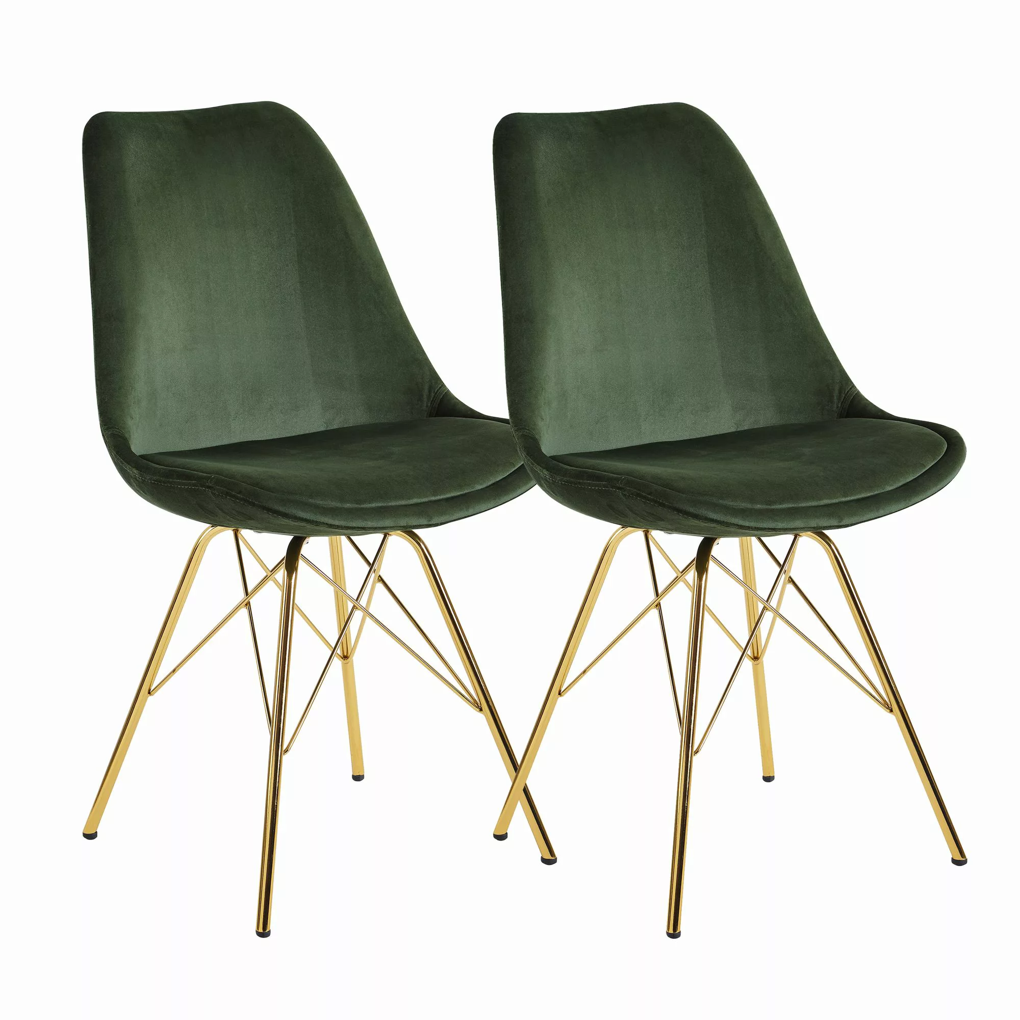 Esszimmerstuhl 2er Set Samt Grün Küchenstuhl mit goldenen Beinen | Schalens günstig online kaufen