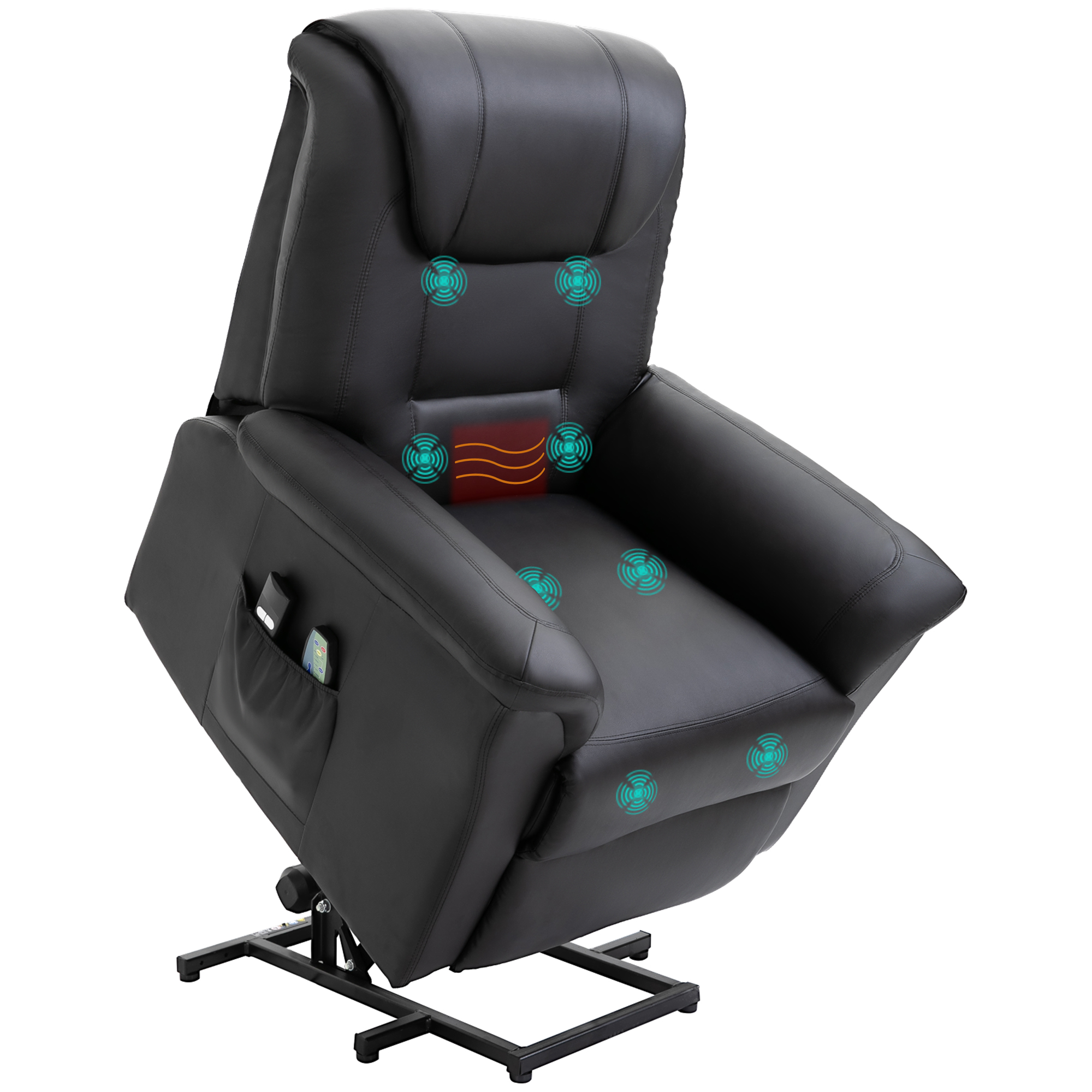 HOMCOM Massagesessel mit Aufstehhilfe, Liegefunktion, Heizfunktion günstig online kaufen